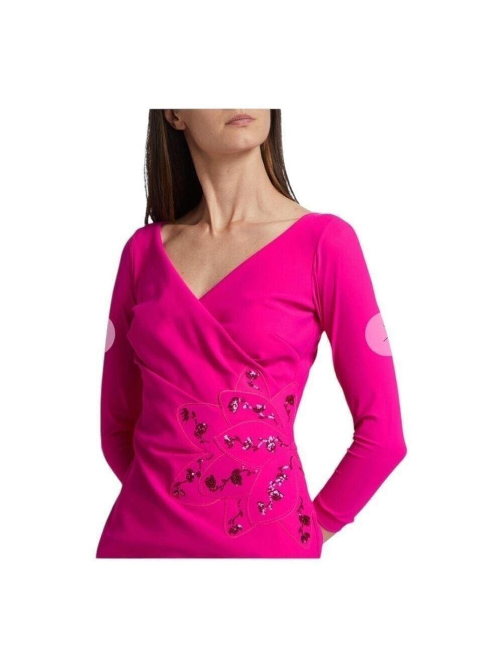 Chiara Boni La Petite Robe Pink Carera Sequin Midi Dress Size 18 - Picture 4 of 13
